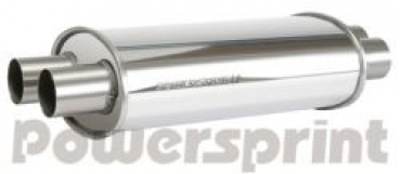 Universal Schalldämpfer oval, doppelflutig, Ø 2x65 mm - Gesamtlänge 520 mm