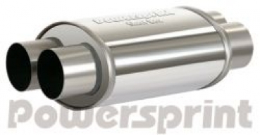 Short Box Schalldämpfer oval, doppelflutig, Ø 2x63.5 mm - Gesamtlänge 370 mm