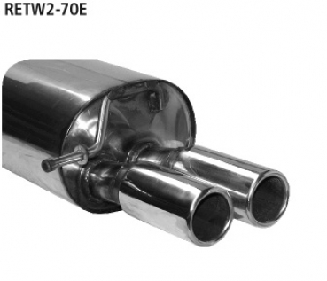 Bastuck Stainless Steel Exhaust 63,5mm Renault Twingo N RS, 2x70mm ohne Tüv