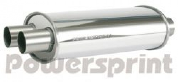 Universal Schalldämpfer oval, Y-Führung, Ø 70 mm - Gesamtlänge 520 mm