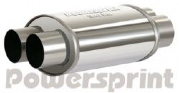 Short Box Schalldämpfer oval, doppelflutig, Ø 2x63.5 mm - Gesamtlänge 370 mm