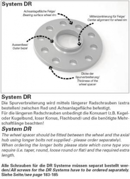 H&R TRAK+ Wheel Spacers DR-System 16mm/Axle Audi A2, A3, A6, TT, 80, 90, 100, 200, Coupe, Quattro, V8