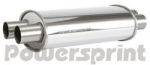 Universal Schalldämpfer oval, doppelflutig, Ø 2x63.5 mm - Gesamtlänge 470 mm
